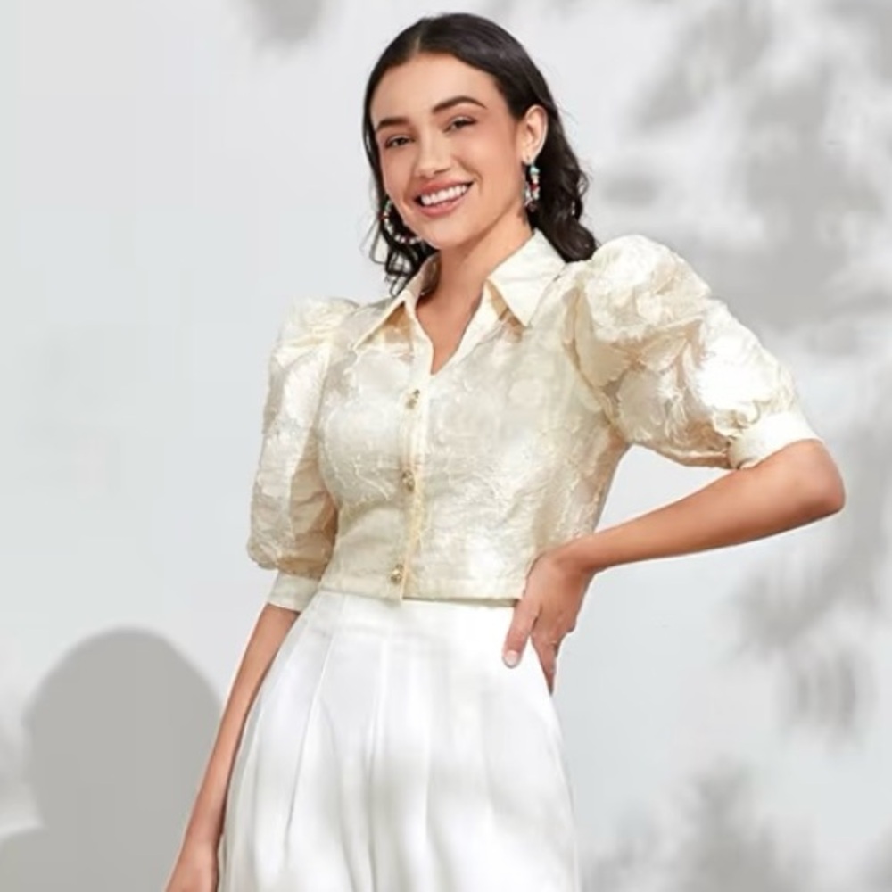 NWT Sister Jane Cream Floral Button Down Blouse